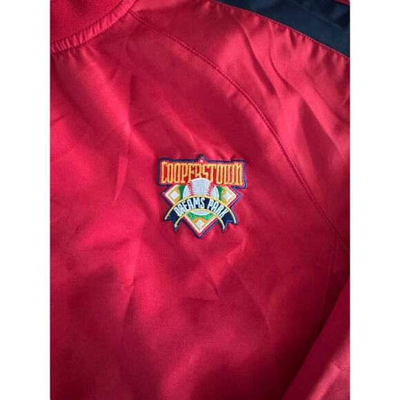 Cooperstown Dreams Park Men’s M Red Lined Pullover Windbreaker Jacket V Neck - Picture 2 of 8